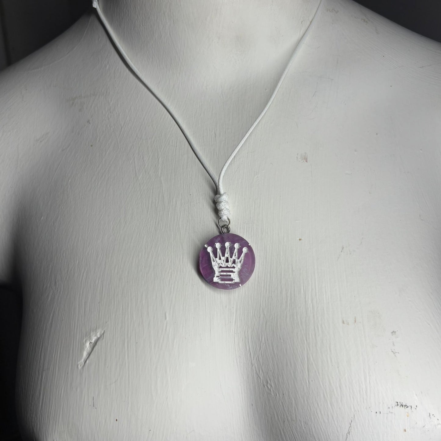 Purple Queen - Handmade Resin Chess Necklace - Flat Edition
