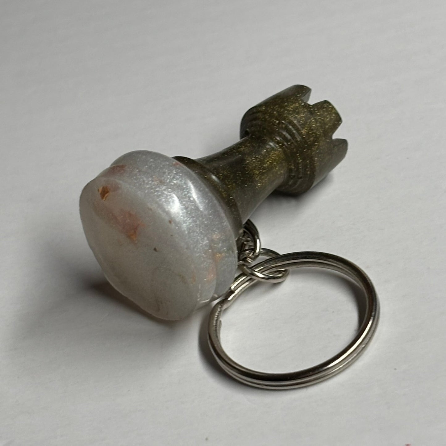 Navy Green Rook - Handmade Resin Keychain