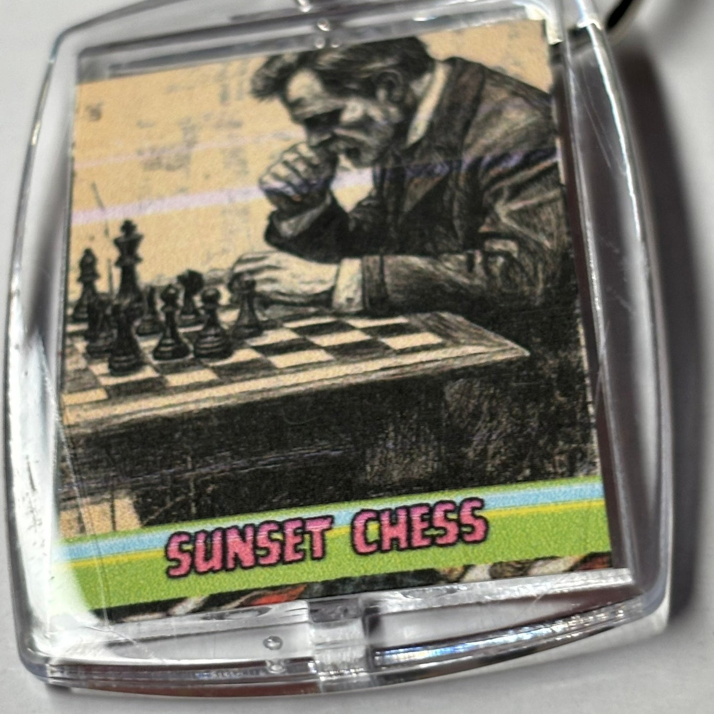 Old Fashioned Chess - Sunset Chess Photo Keychain