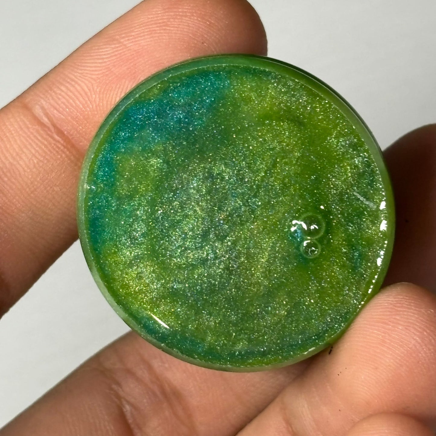 Lemon green Bishop - Handmade Resin Keychain - Large Edition