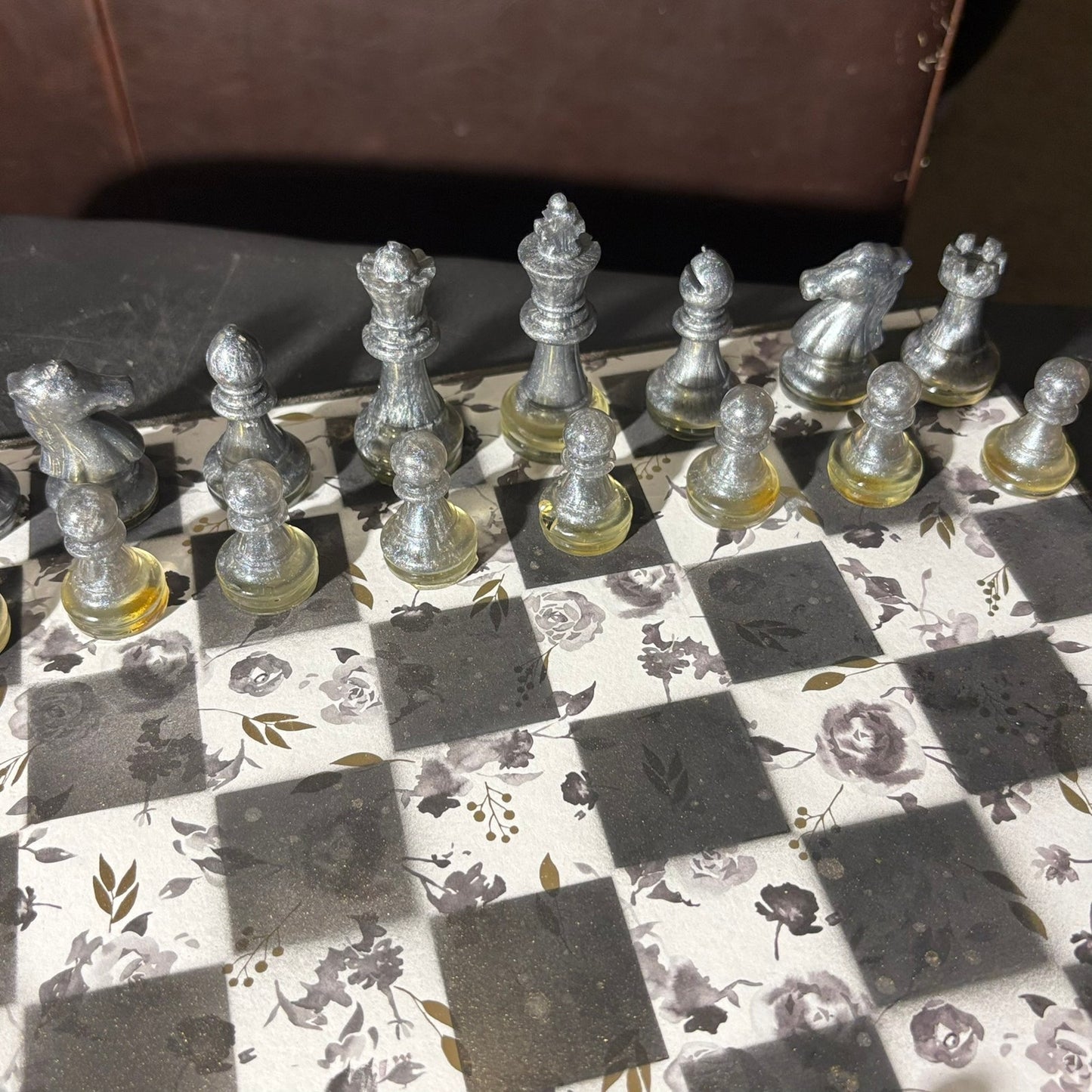 Black Flower - Scrapbook Chess Set