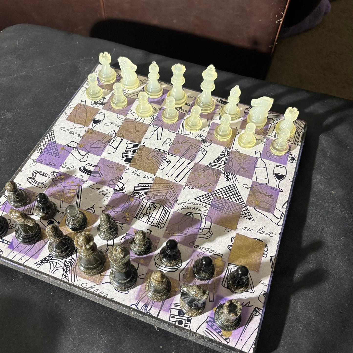 Fashionable Purple - Scrapbook Chess Set