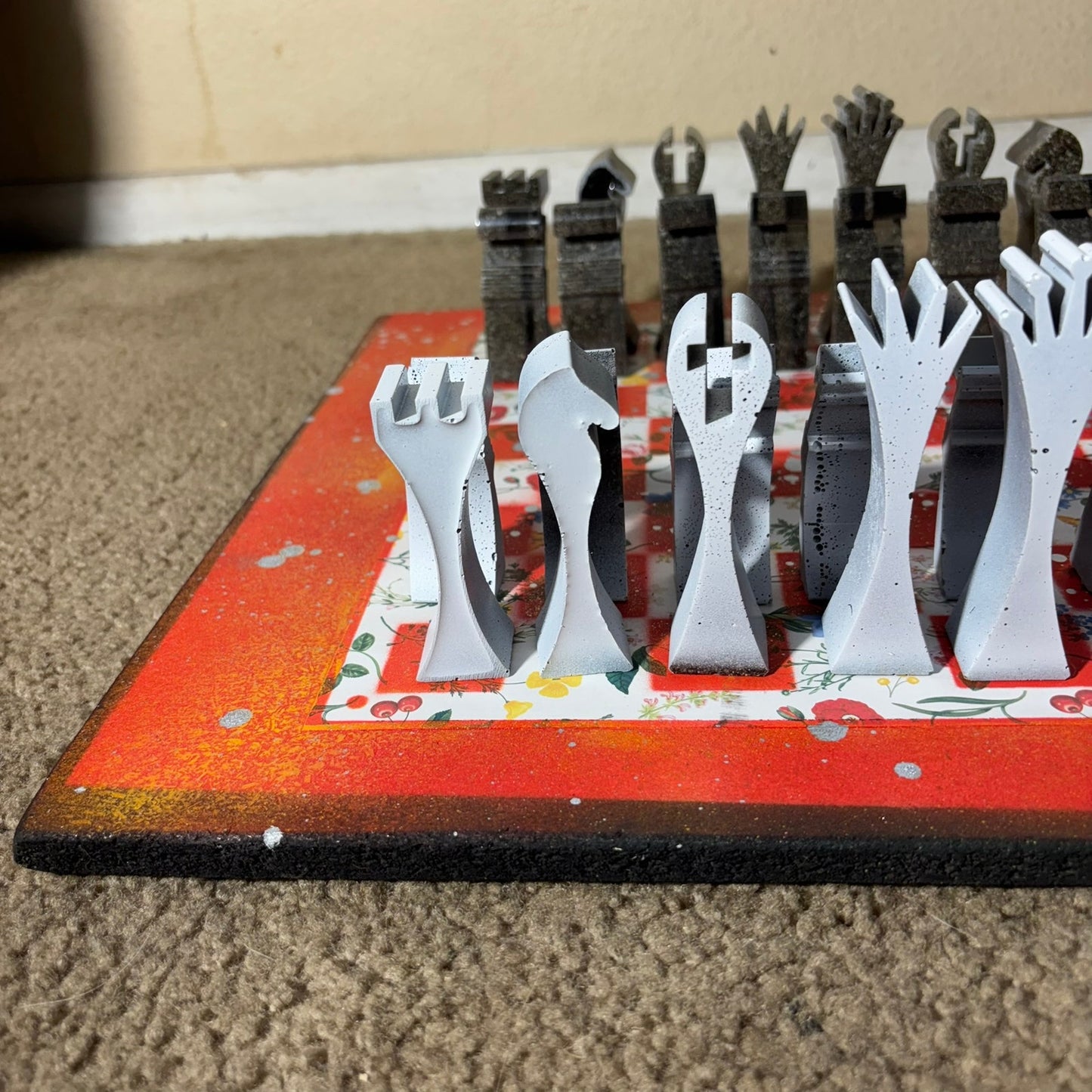 Red Orangish Fire - Large Deluxe Chess Set