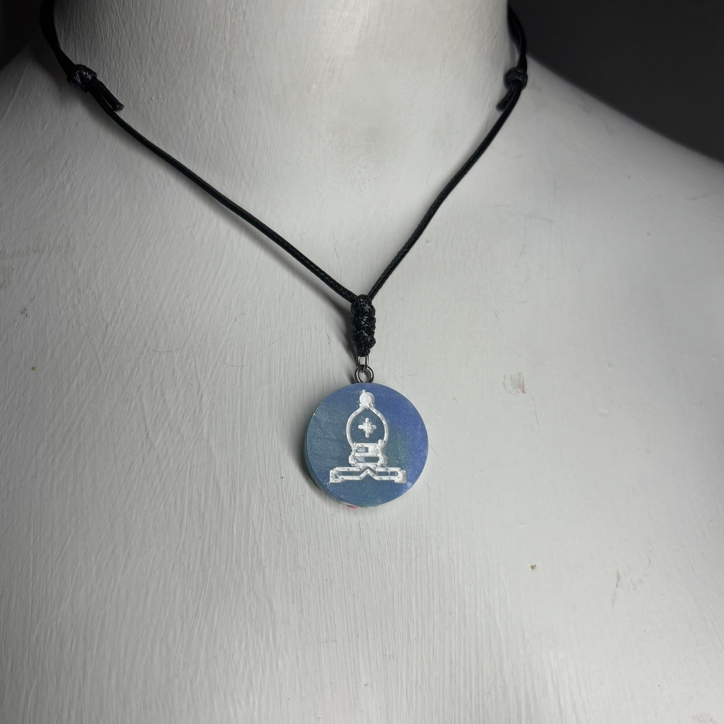 Blue Bishop - Handmade Resin Chess Necklace