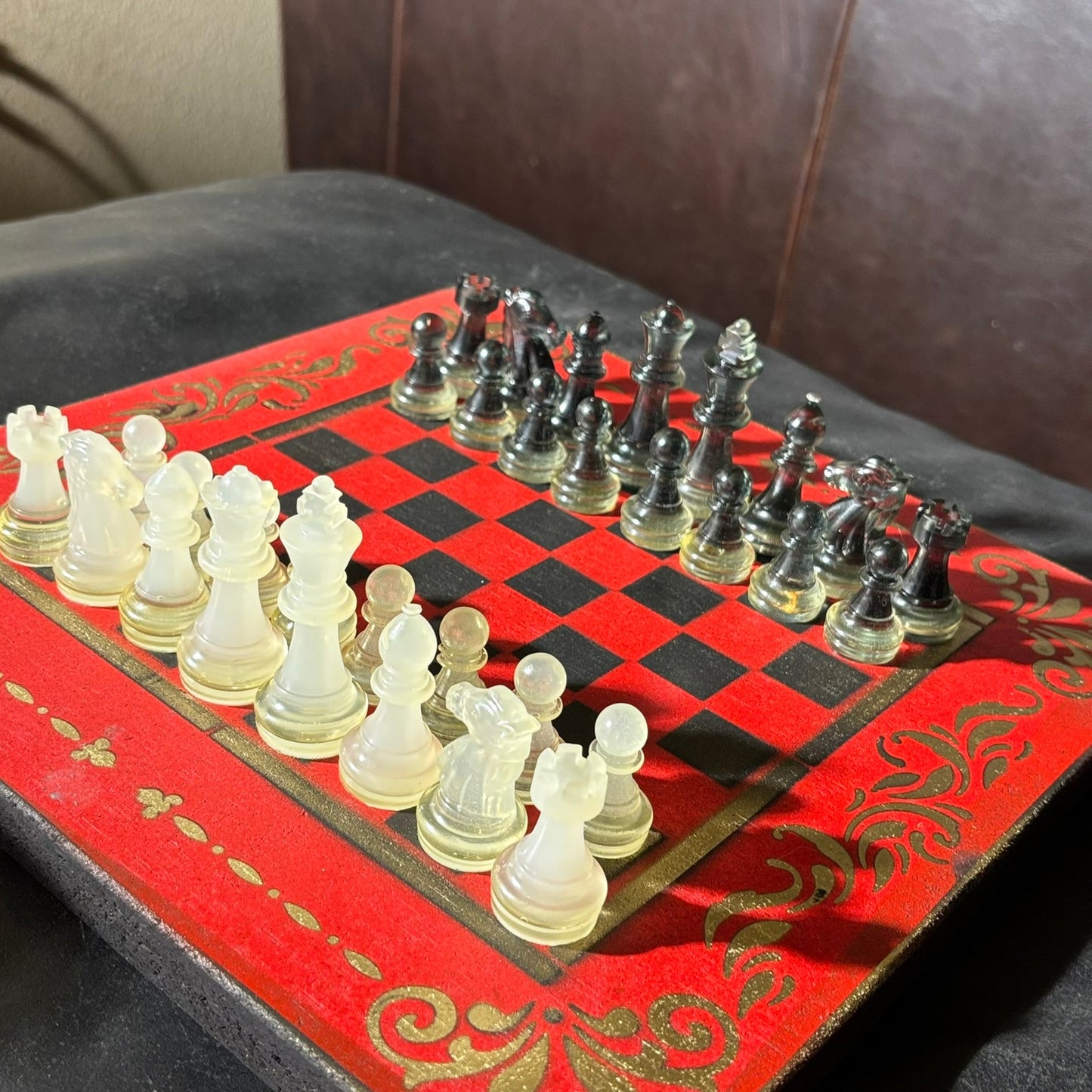Golden Black & Red - Painted Chess Set