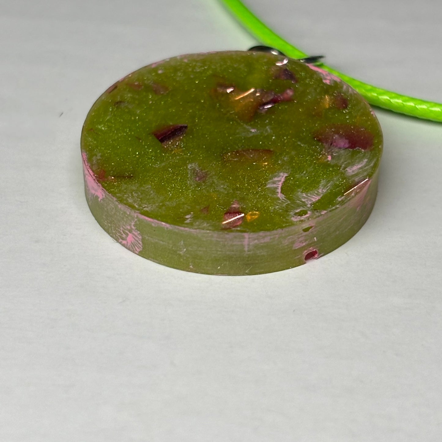 Green/Pink Rook - Handmade Resin Chess Necklace