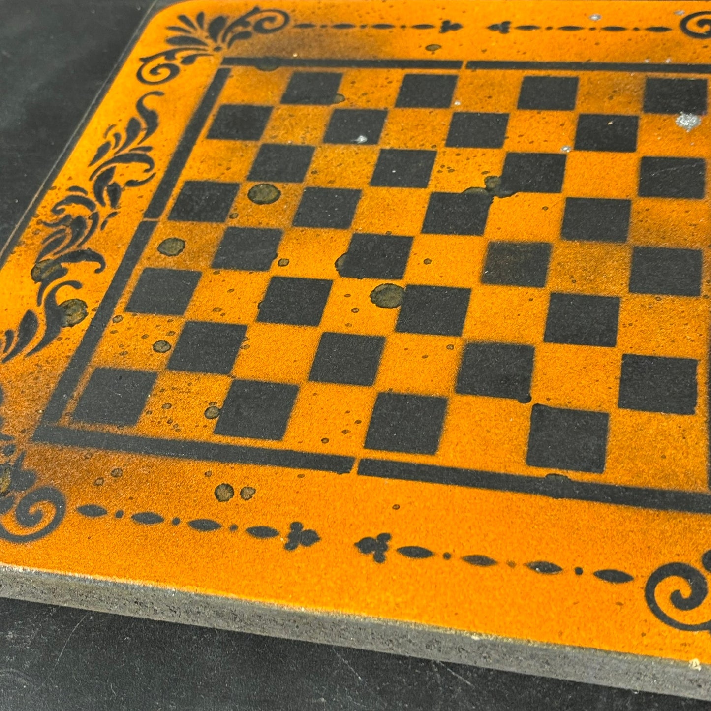 Orange & Black - Painted Chess Set