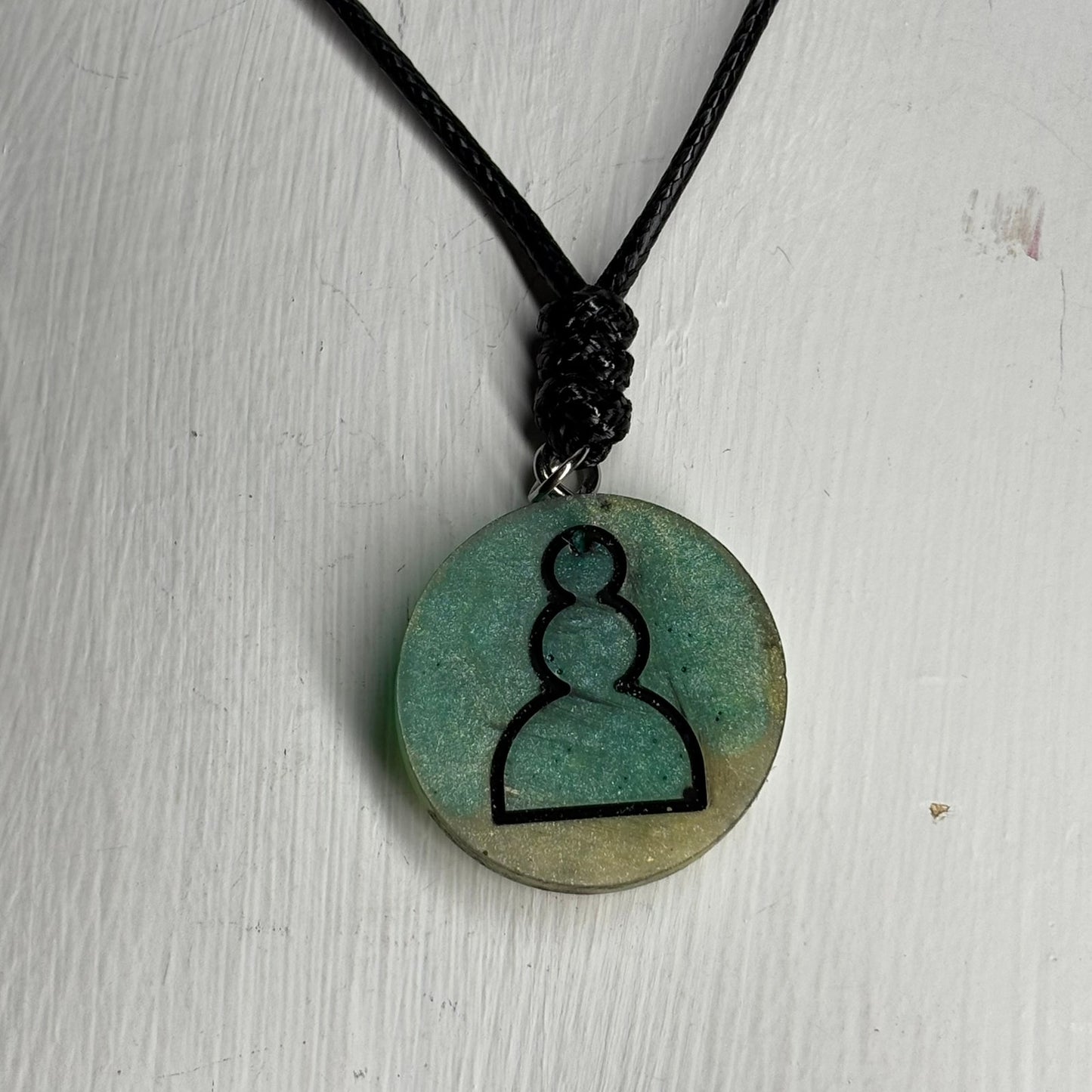 Meshed Green Pawn - Handmade Resin Chess Necklace