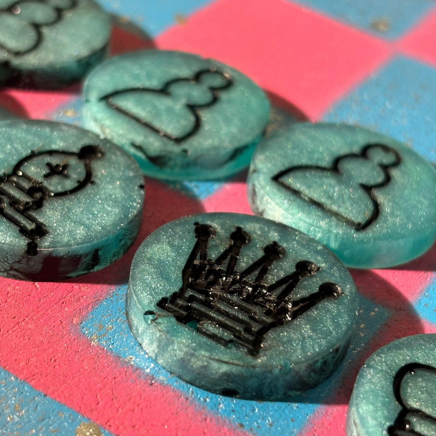 Pink & Blue - Painted Chess Set