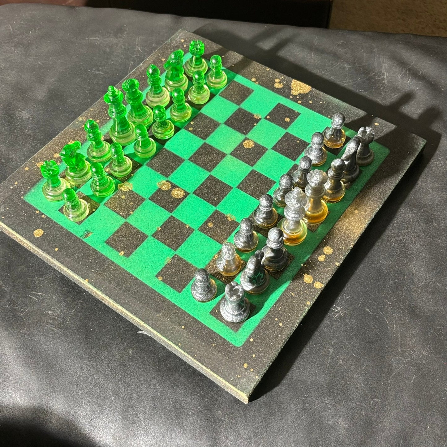 Golden Green - Painted Chess Set