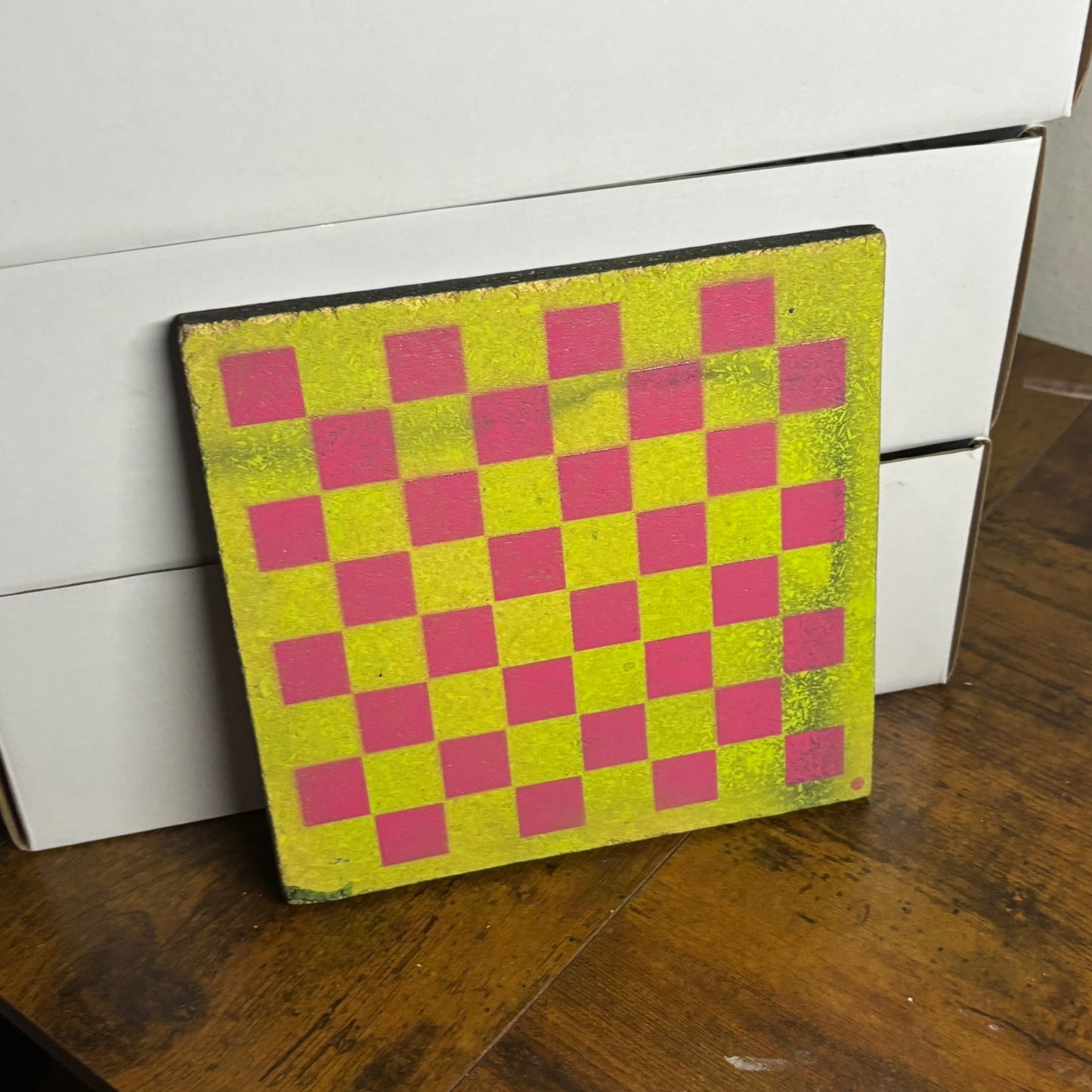 Lime Green Pink - Painted Double Sided Chess Board