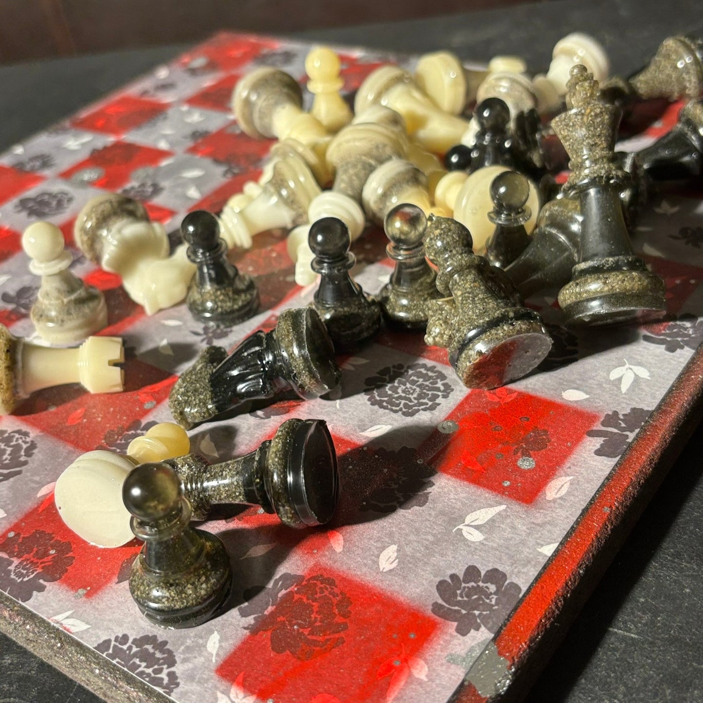 Dark Flower Play - Scrapbook Chess Set