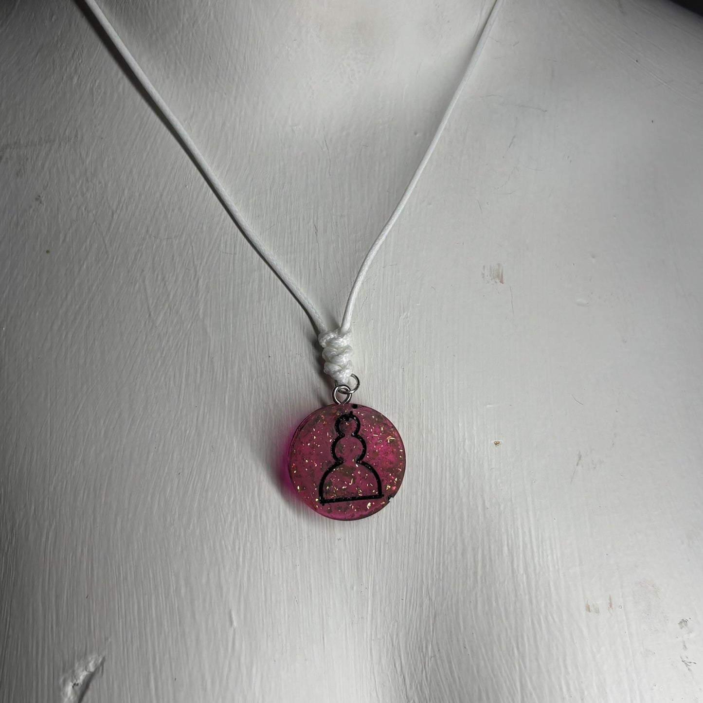 Red Crystal Pawn - Handmade Resin Chess Necklace