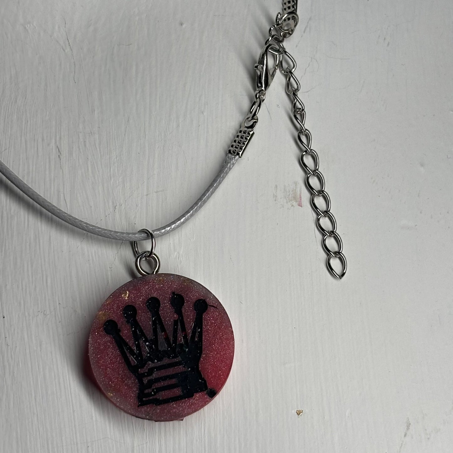 Hot Red Queen - Handmade Resin Chess Necklace