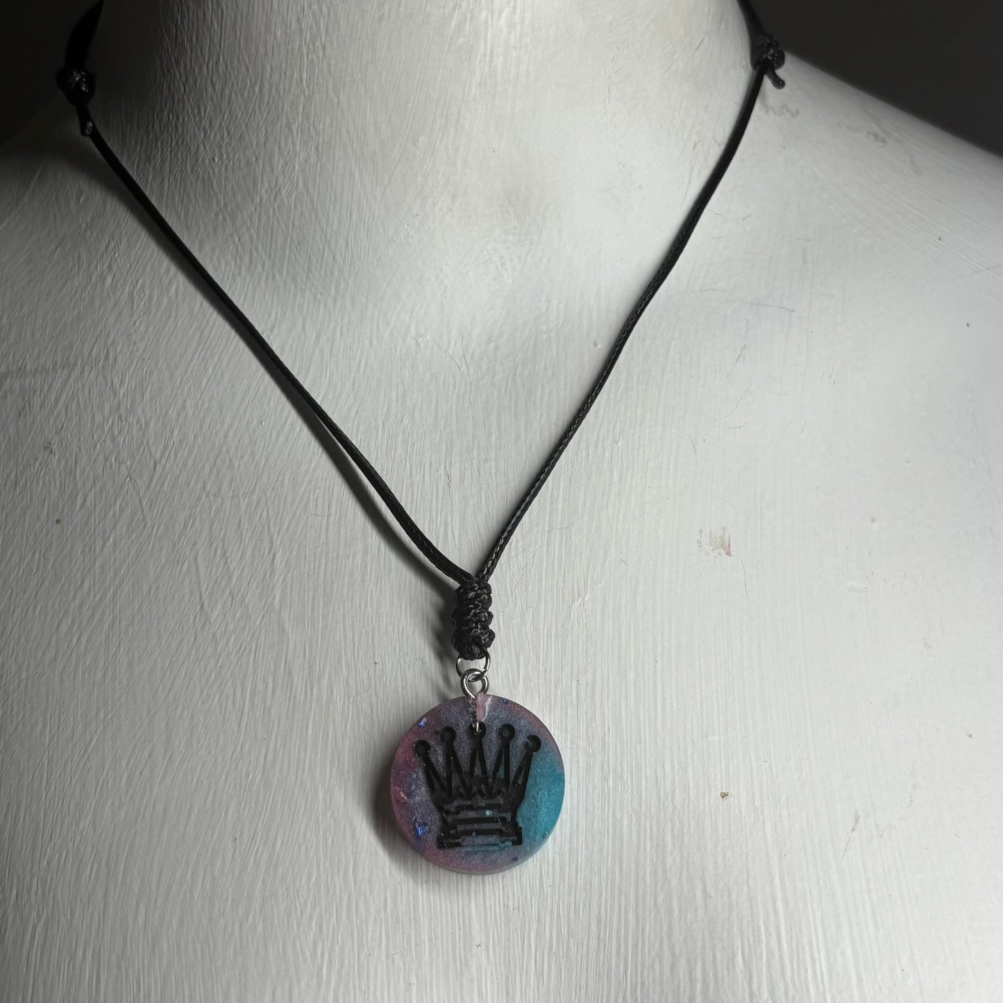 Purple Blue Queen - Handmade Resin Chess Necklace