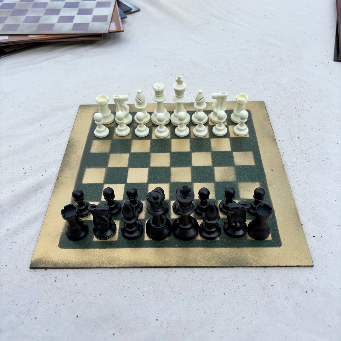 Vintage Golden Green - Painted Chess Set