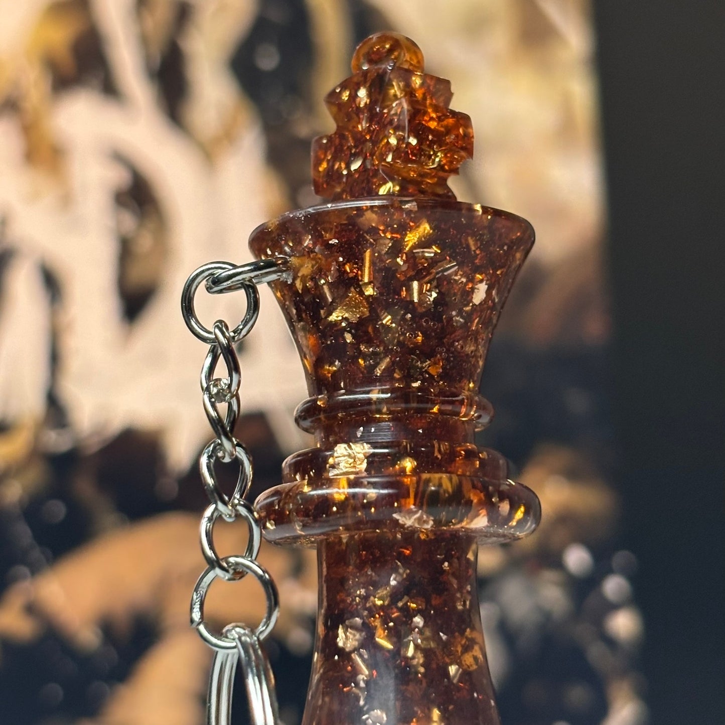 Amber Crystal King - Handmade Resin Keychain - Large Edition