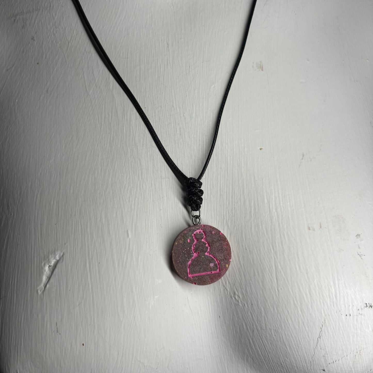 Pink Space Pawn - Handmade Resin Chess Necklace