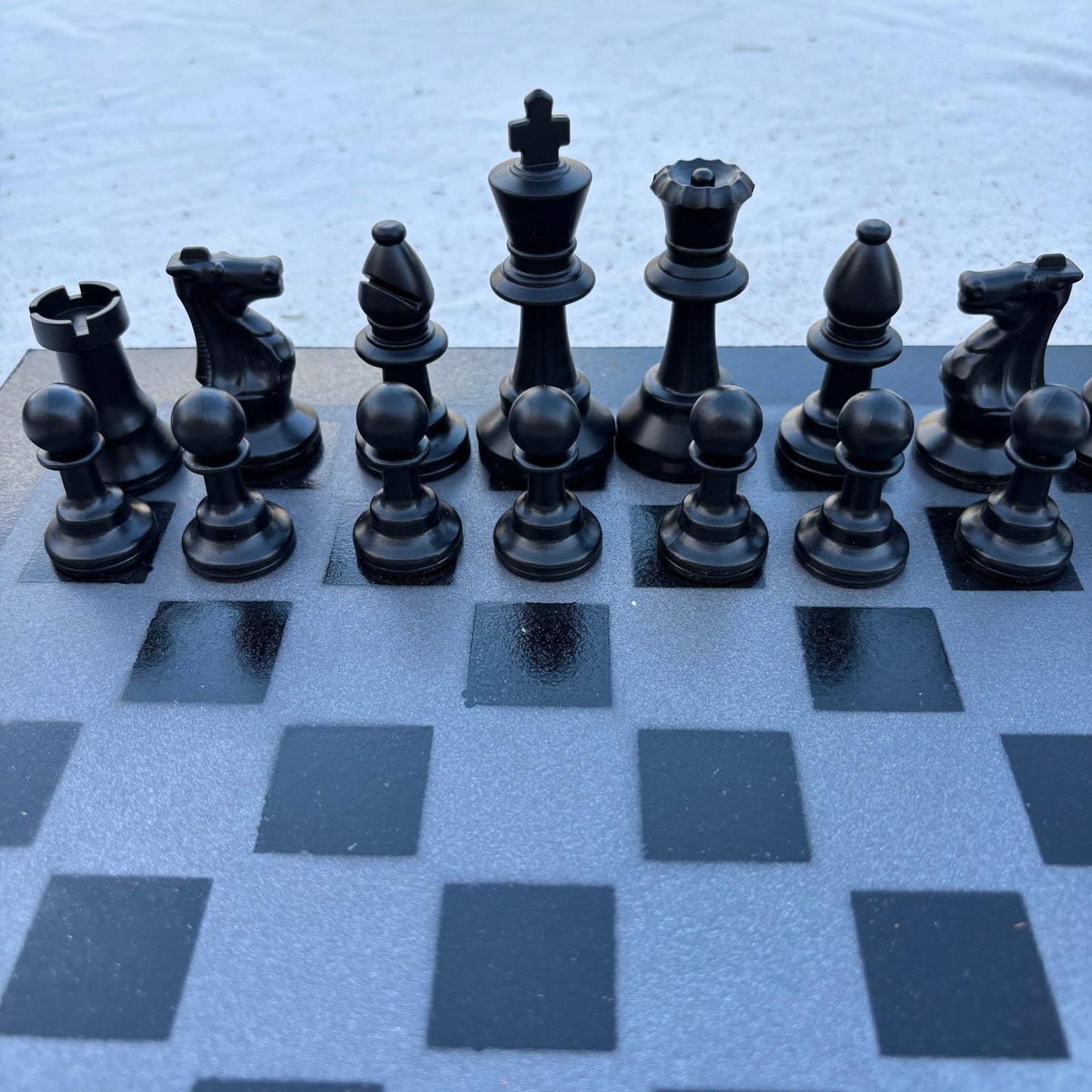 Gray & Black - Painted Chess Set