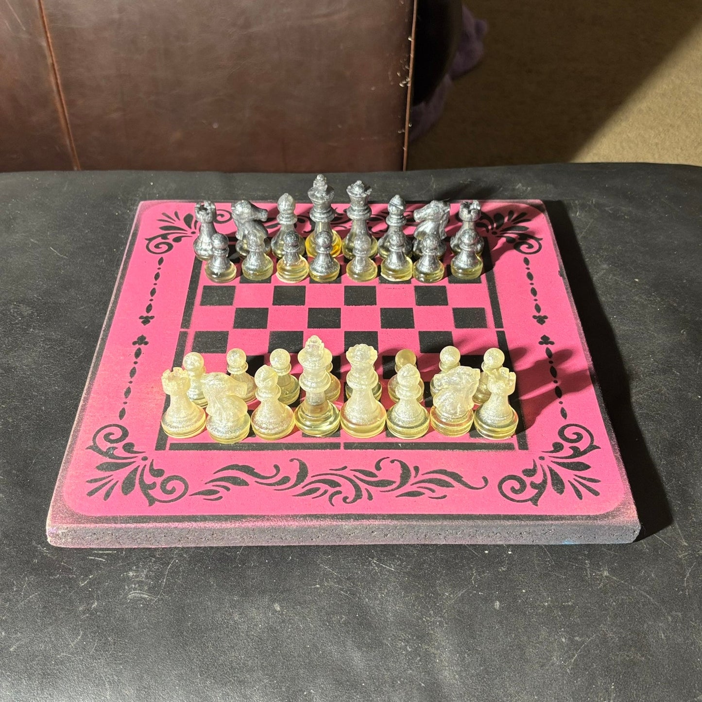 Pink & Black - Painted Chess Set