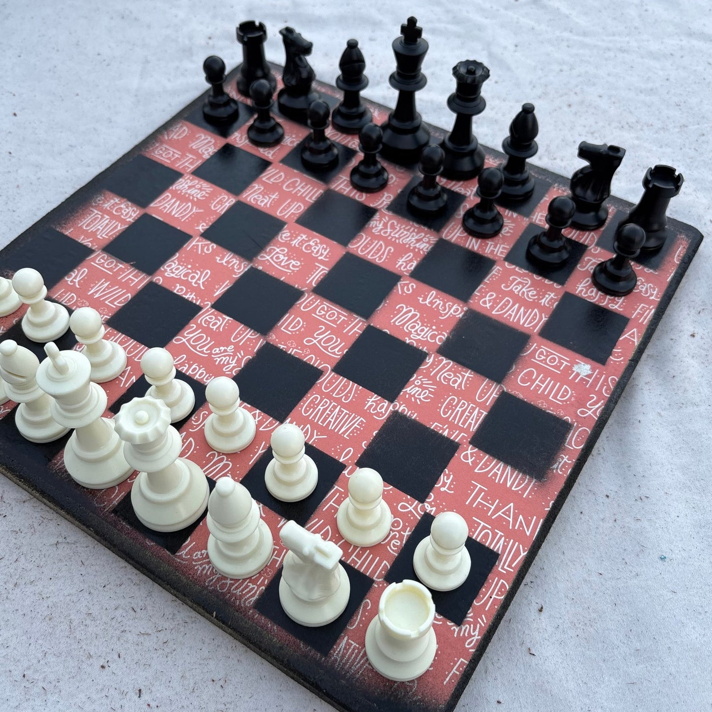 Uplifting Peach Pink - Scrapbook Chess Set
