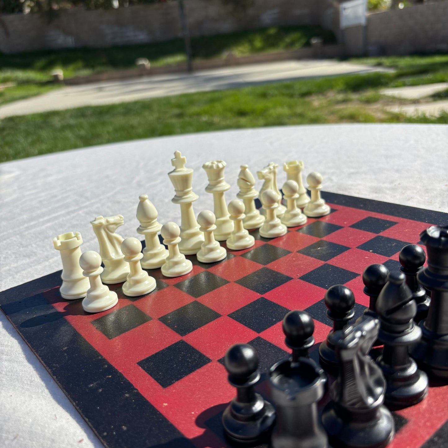 Wine Red- Painted Chess Set