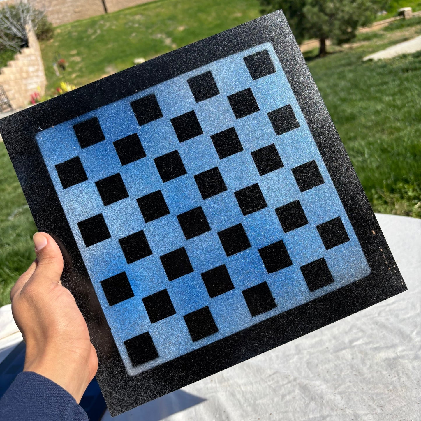 Blue & Black - Painted Chess Set