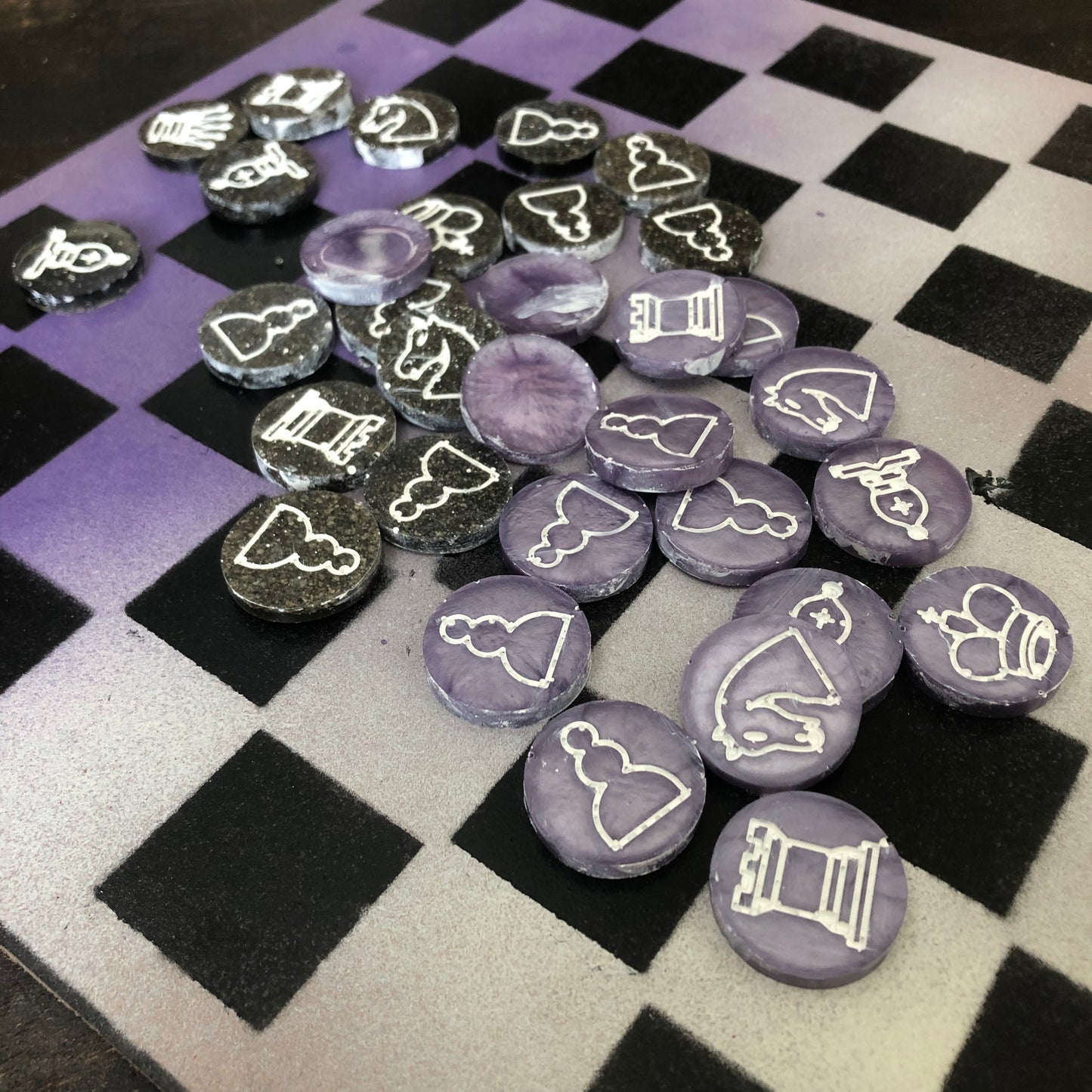 Purple Hue - Painted Chess Set