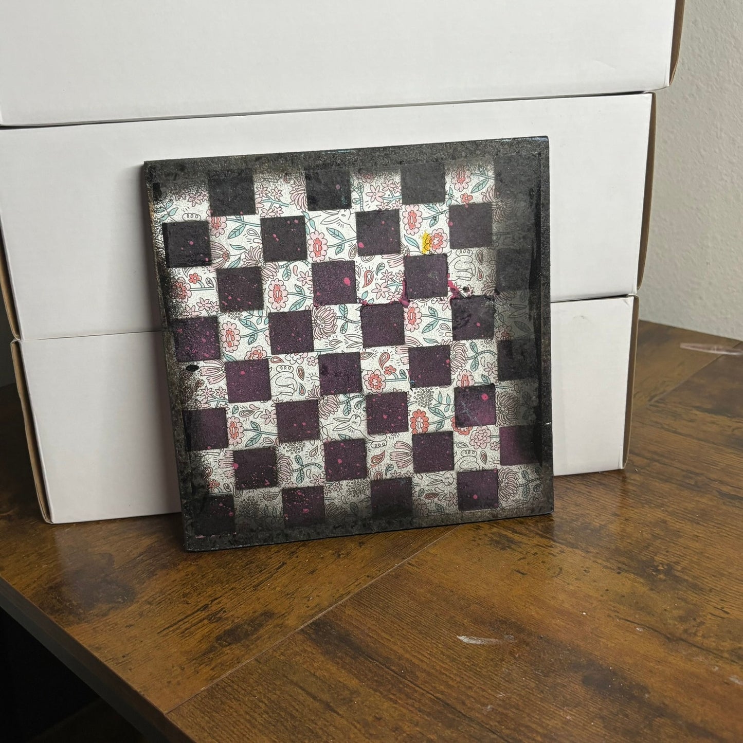 Red Orange Chrome Hue - Painted Double Sided Chess Board