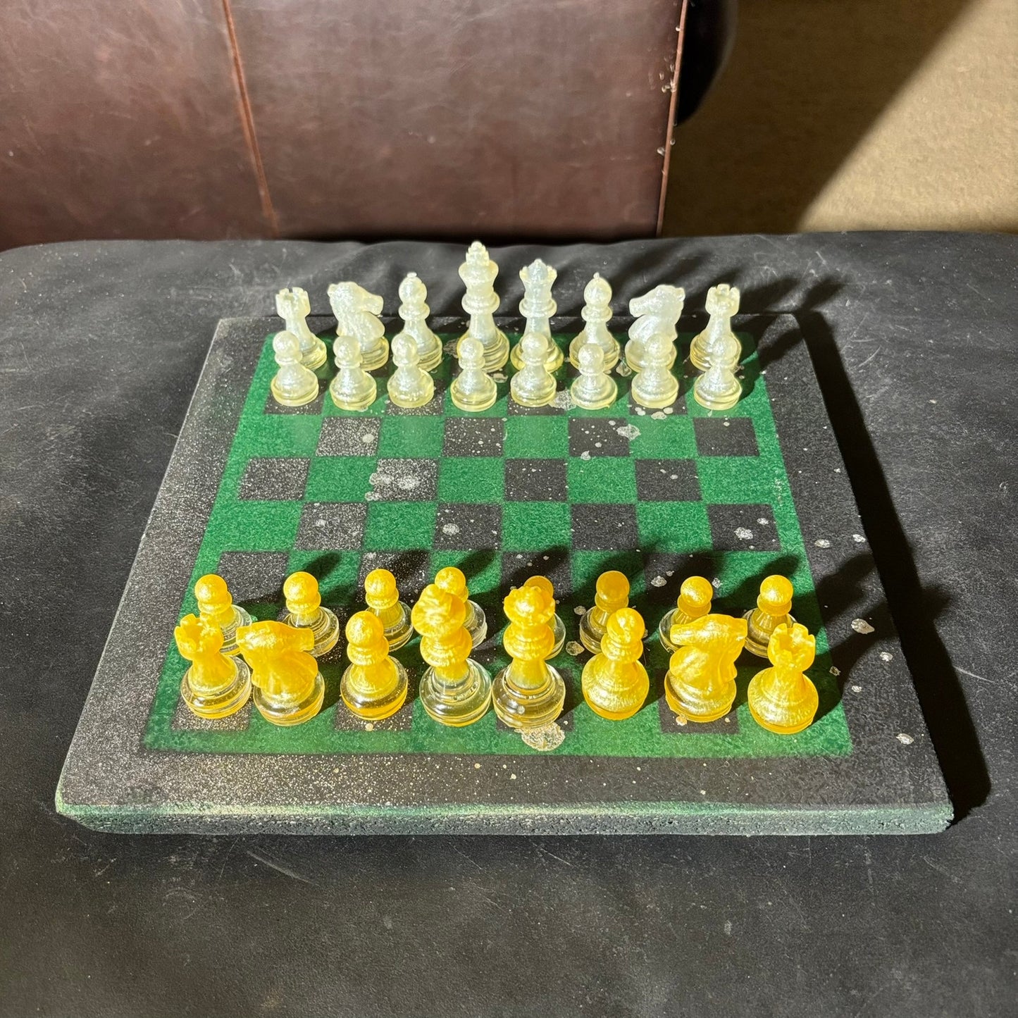 Mistic Yellow Green - Painted Chess Set