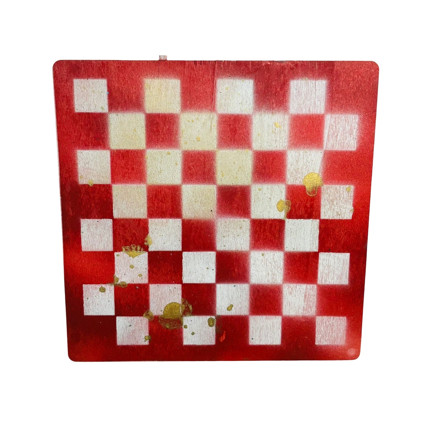 Red And White Golden Hue - Painted Thin Wooden Chess Board