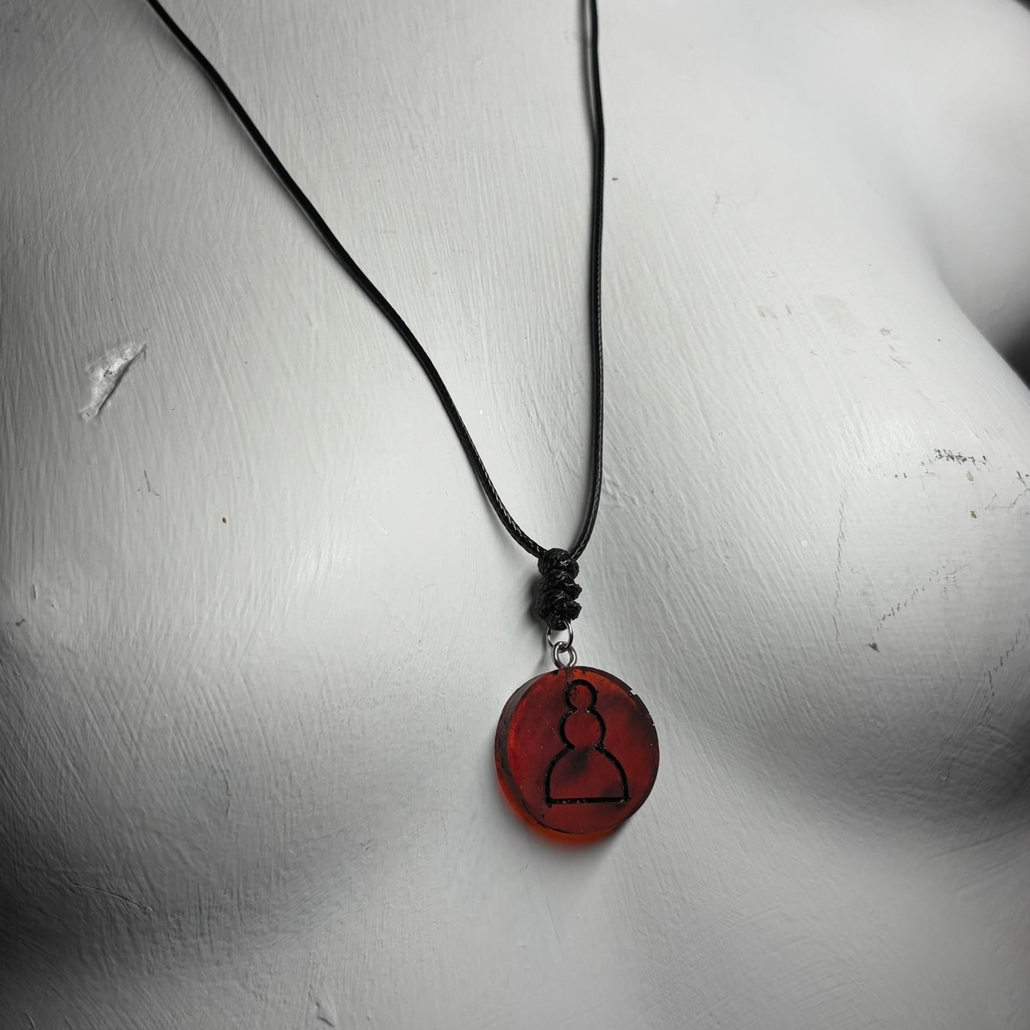 Dark Red Pawn - Handmade Resin Chess Necklace