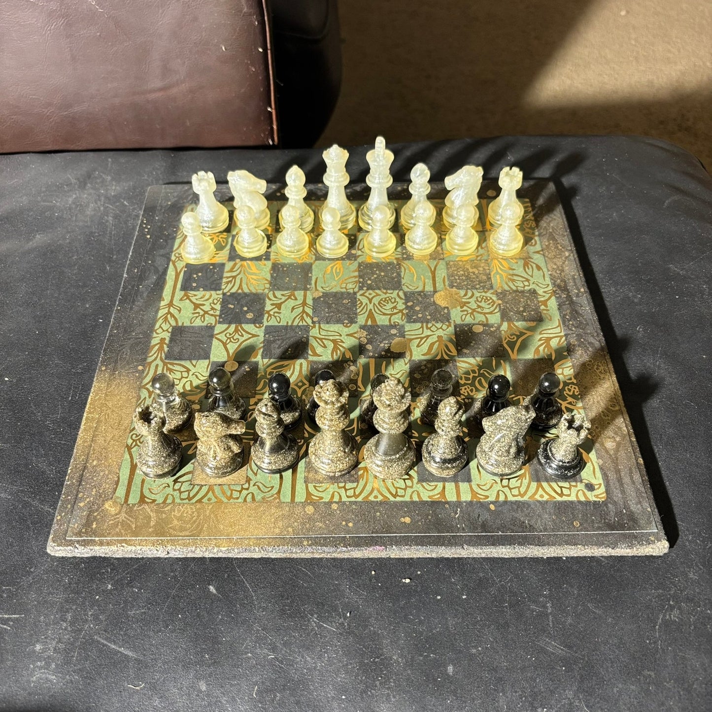 Golden Vintage Green - Scrapbook Chess Set