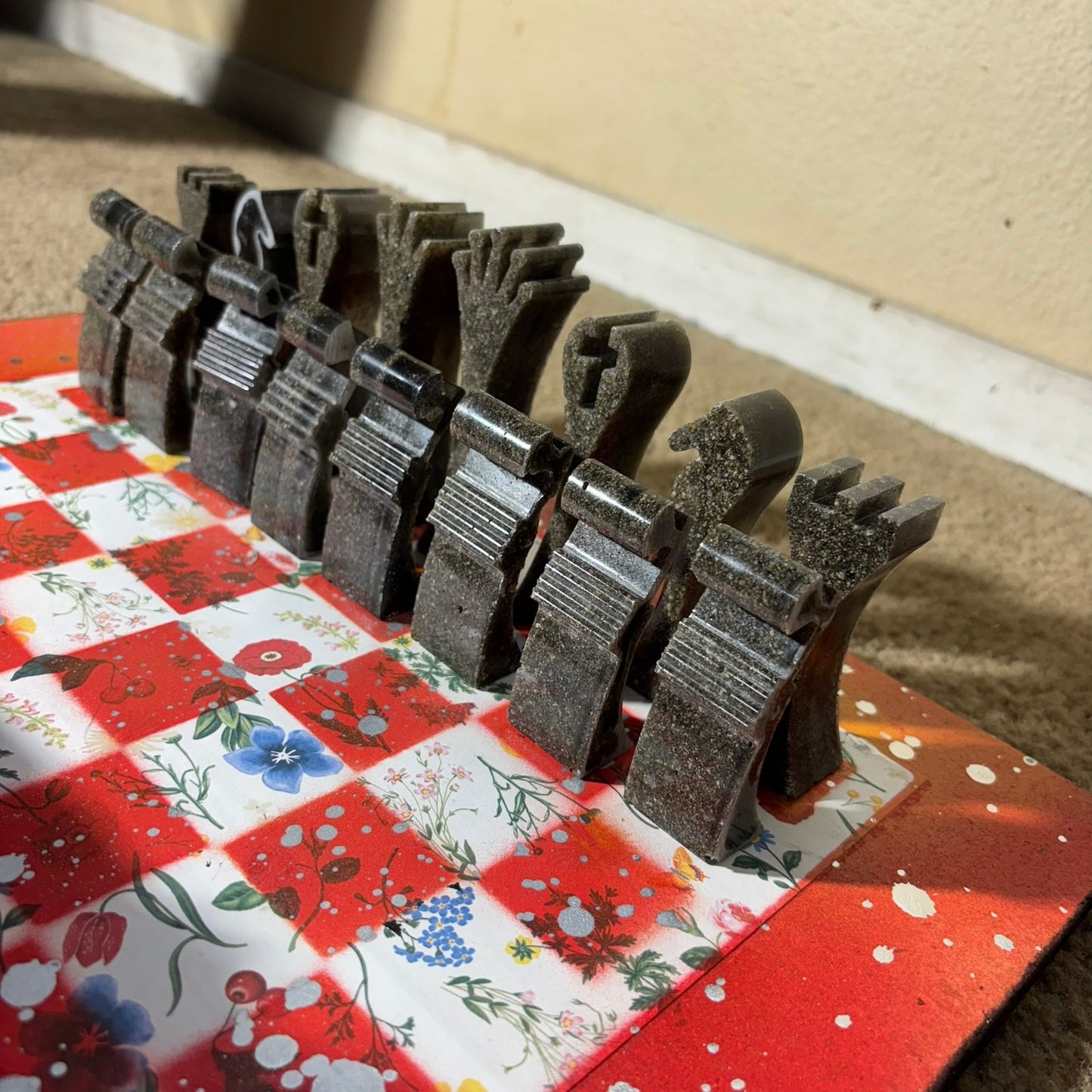 Red Orangish Fire - Large Deluxe Chess Set