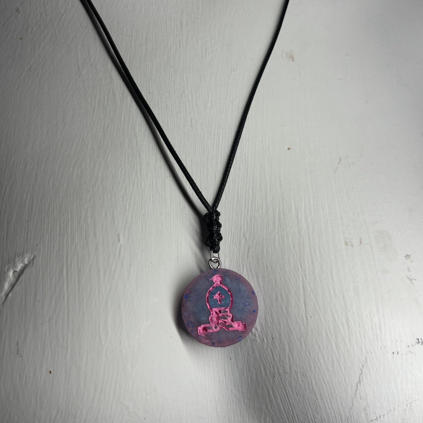 Cotton Candy Pink Bishop - Handmade Resin Chess Necklace
