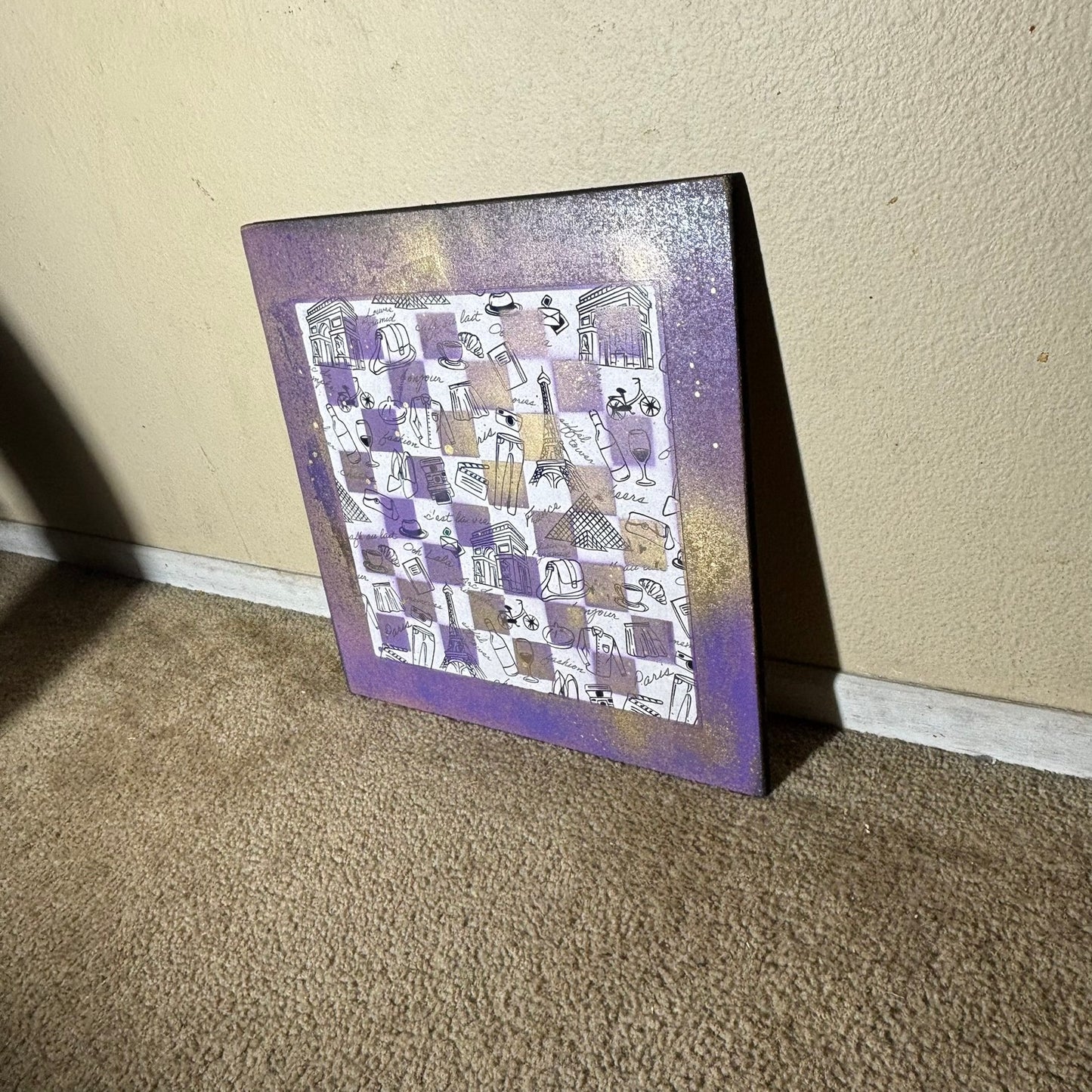 Golden Purple Pop Images - Large Scrapbook Chess Board