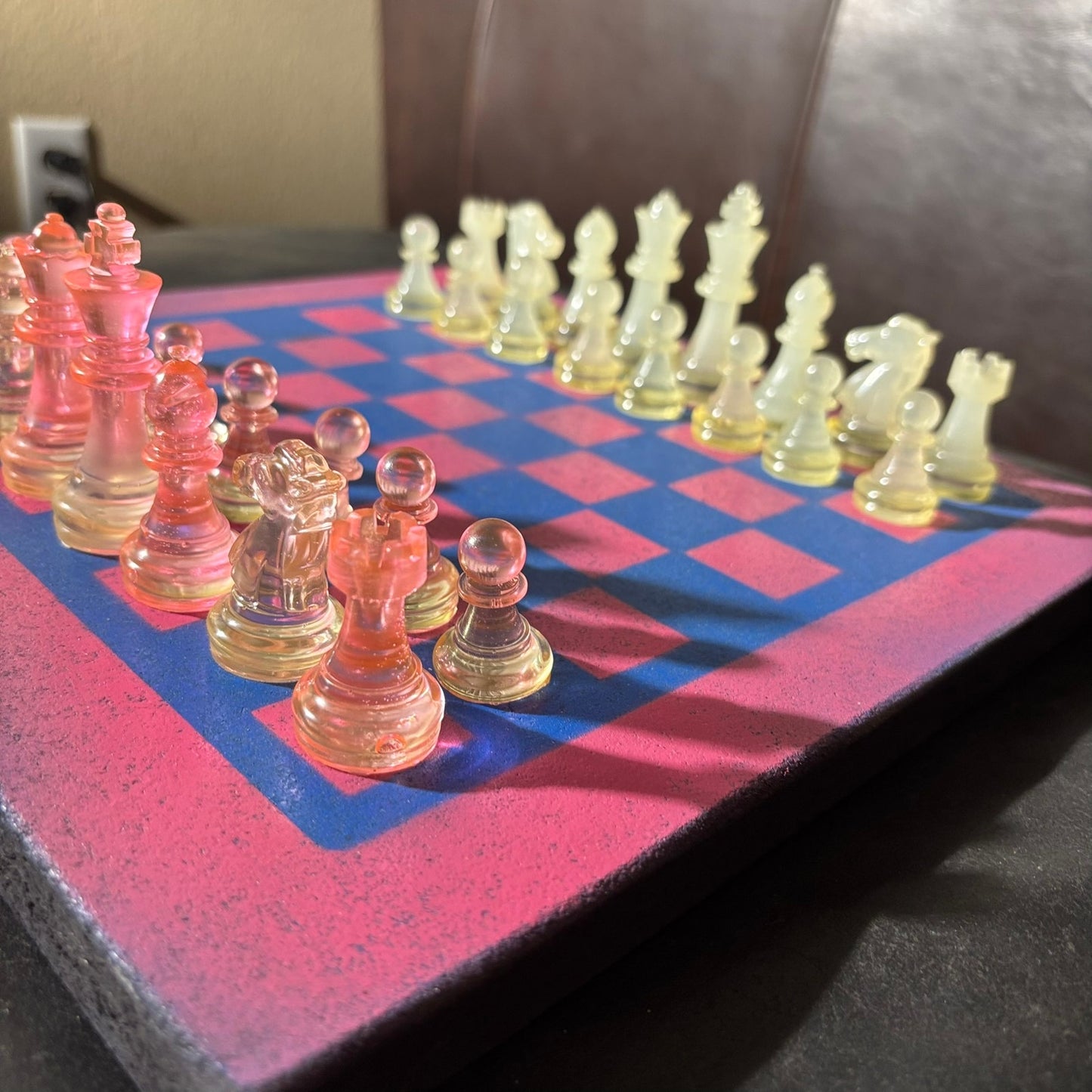 Classic Pink & Blue - Painted Chess Set