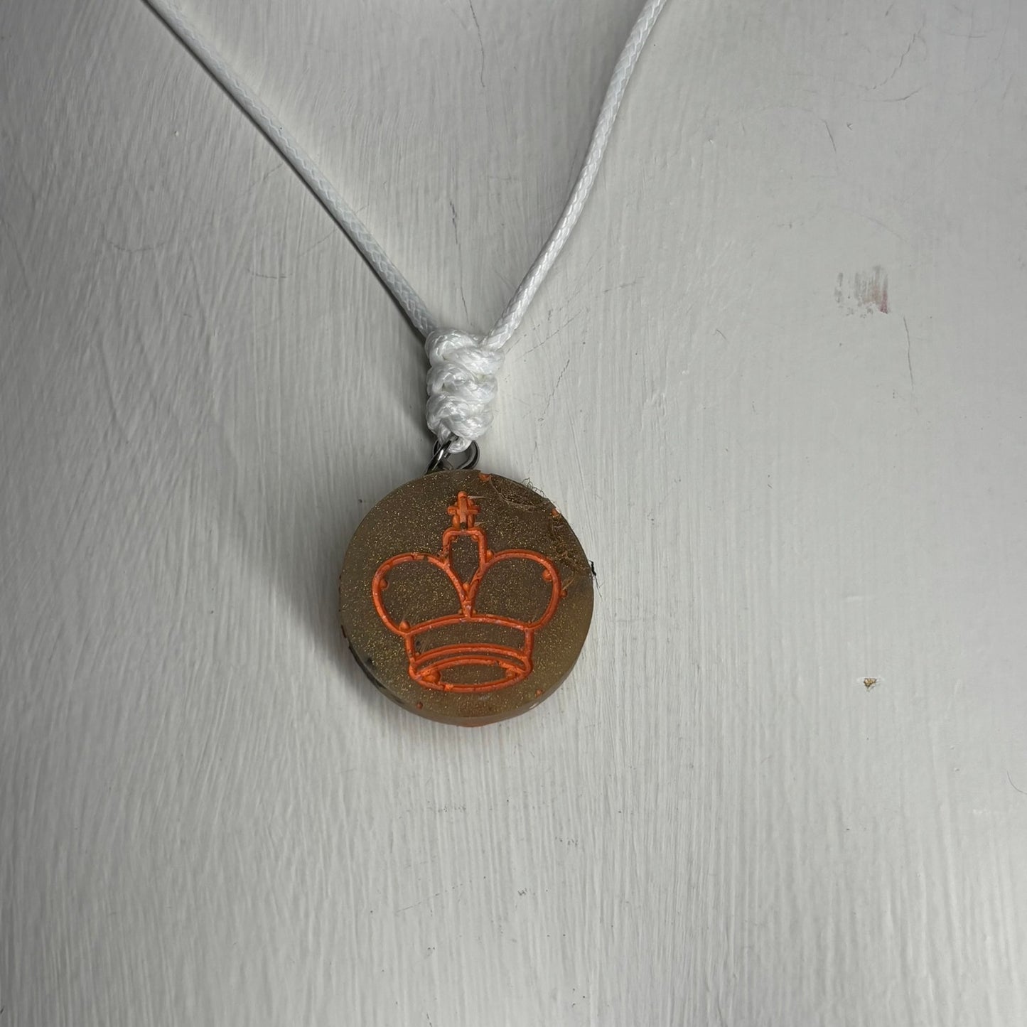 Dirty Brown King - Handmade Resin Chess Necklace