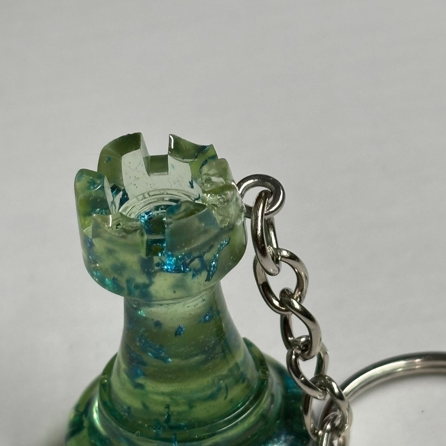 Green Translucent Rook - Handmade Resin Keychain