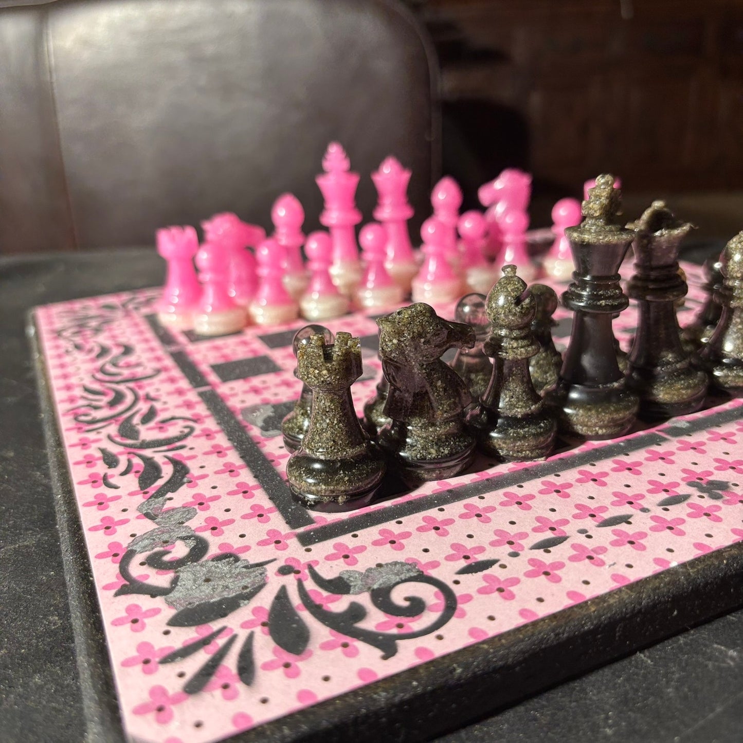 Pink Pattern - Scrapbook Chess Set