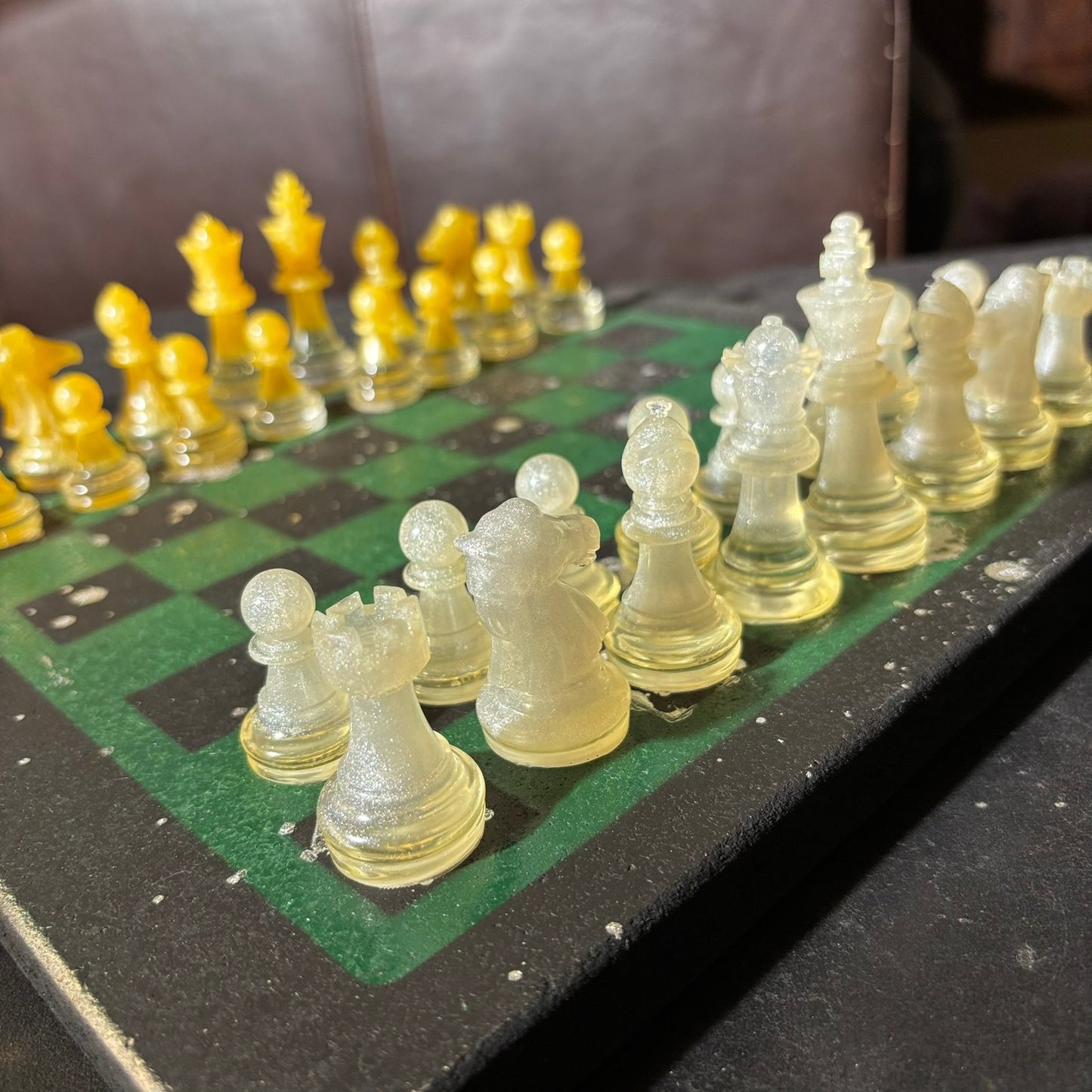 Mistic Yellow Green - Painted Chess Set