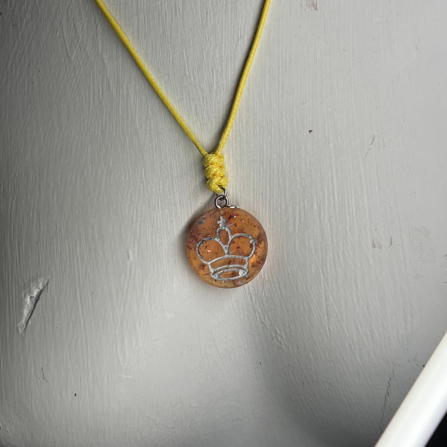 Sunset Crystal King - Handmade Resin Chess Necklace