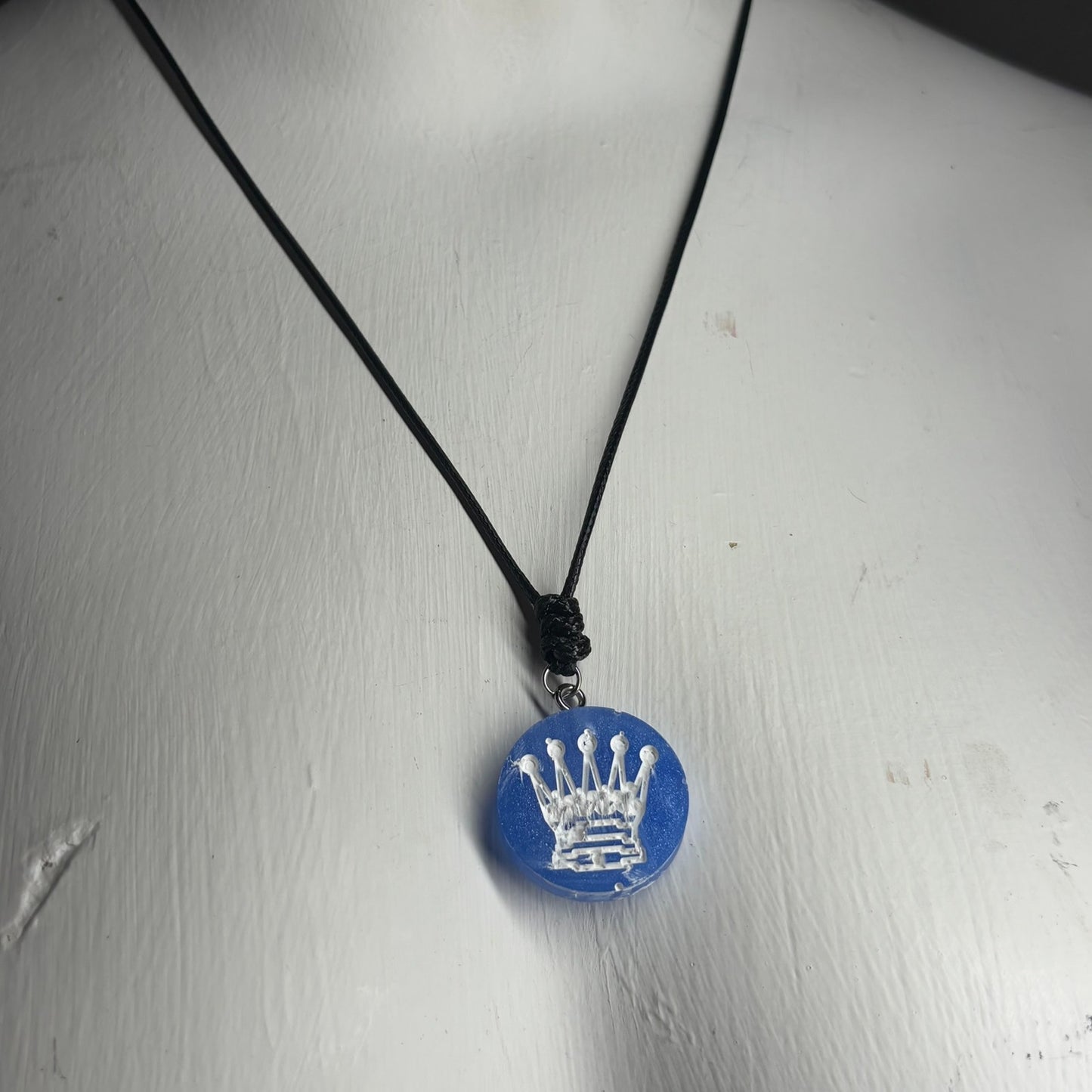 Blue Queen - Handmade Resin Chess Necklace