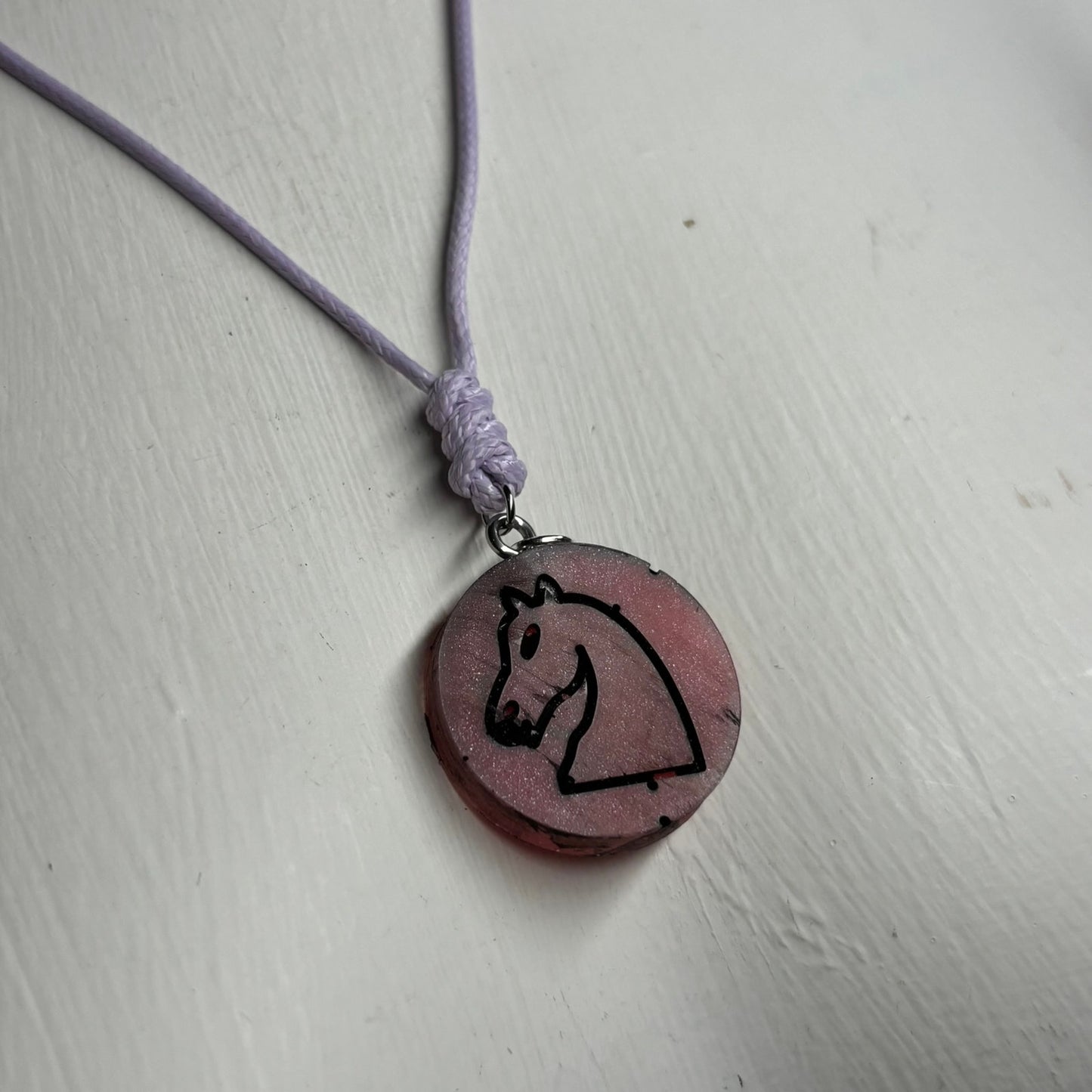 Chrome Red Knight - Handmade Resin Chess Necklace