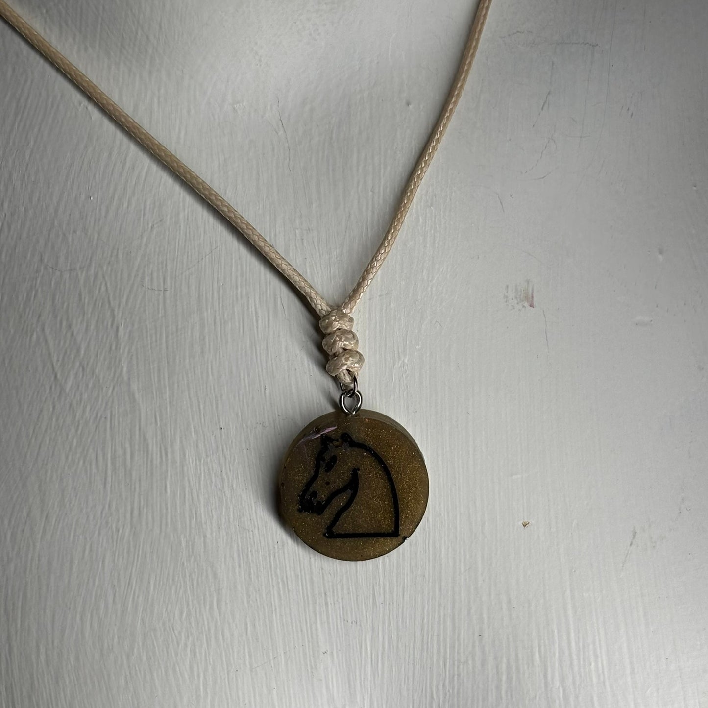 Dark Brown Knight - Handmade Resin Chess Necklace