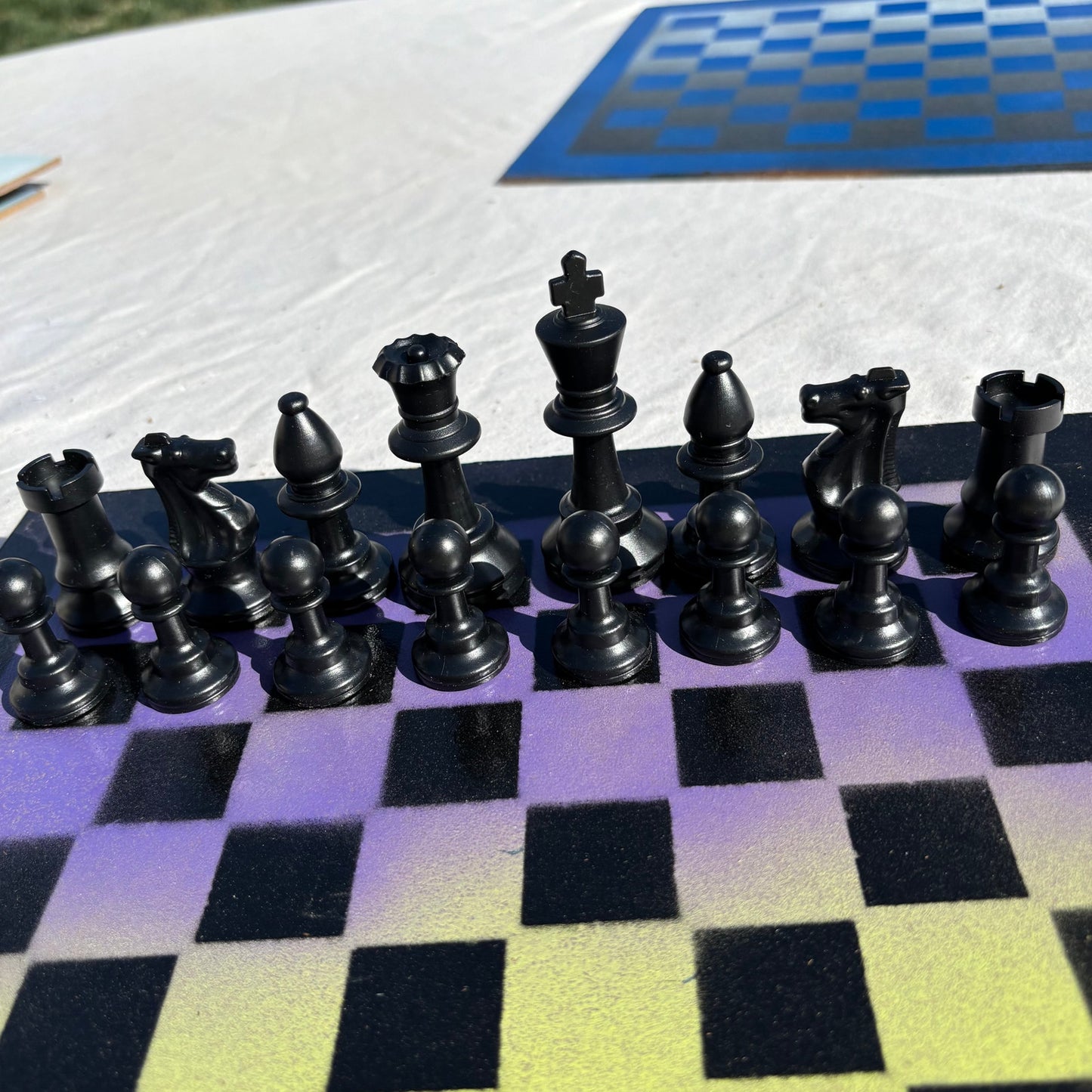 Green & Purple - Painted Chess Set