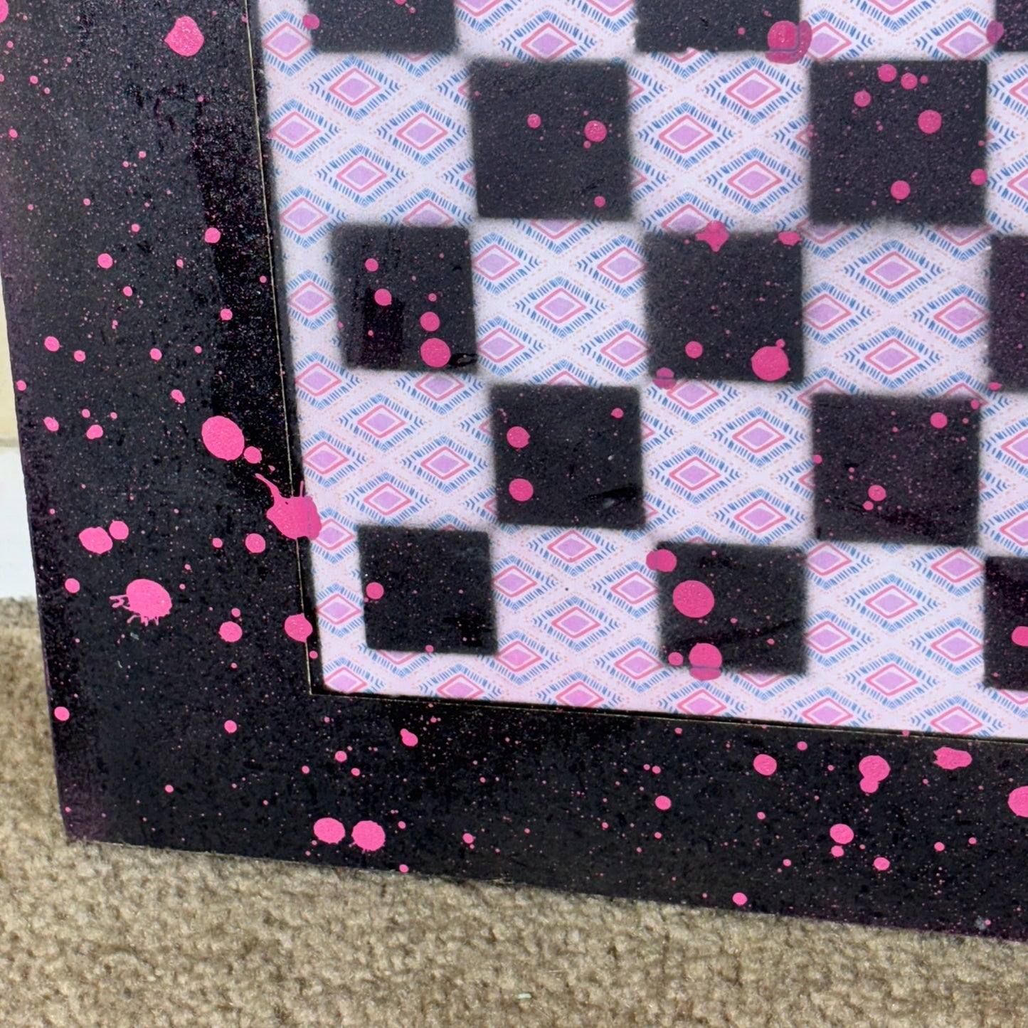 Pink Patterned Drip - Large Scrapbook Chess Board