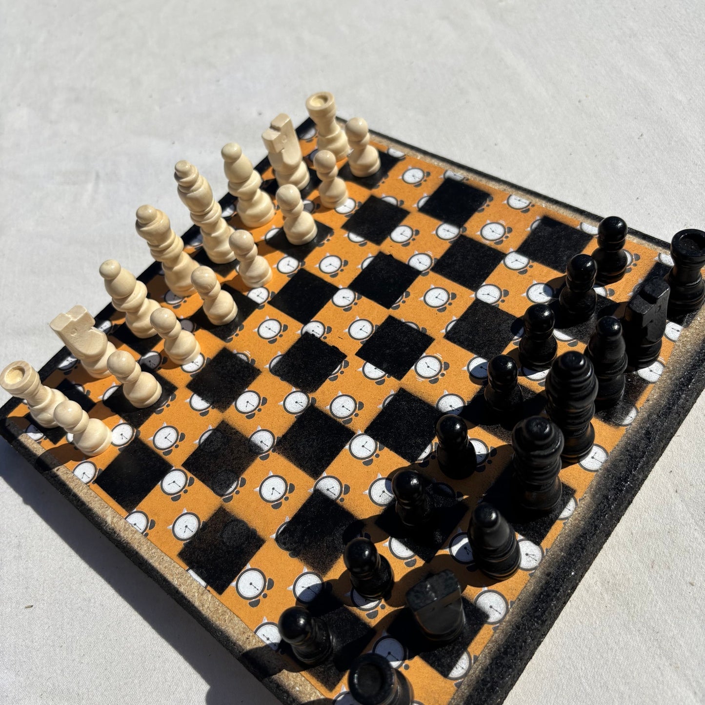 Orange Clocks - Scrapbook Chess Set