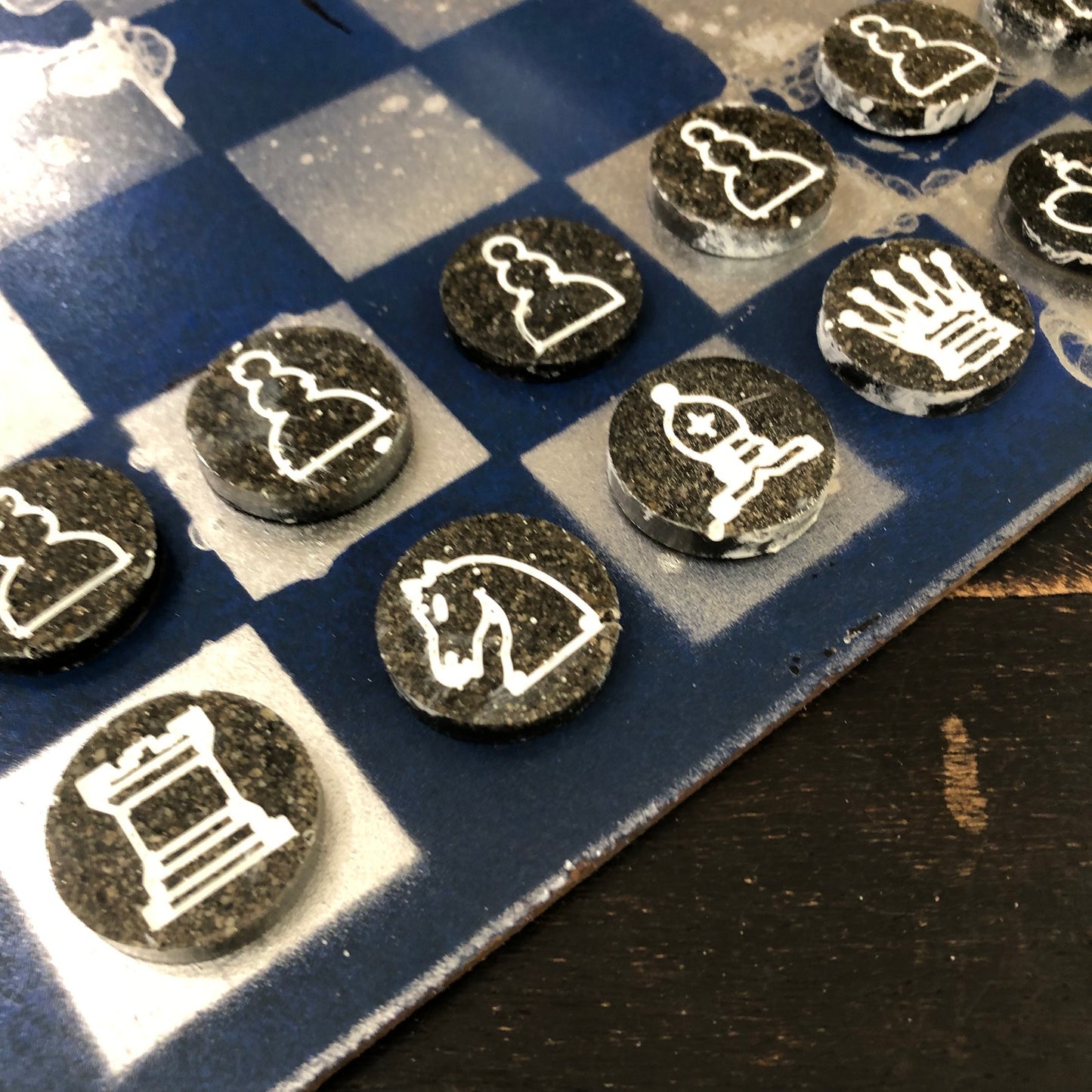 Silver Blue - Painted Chess Set