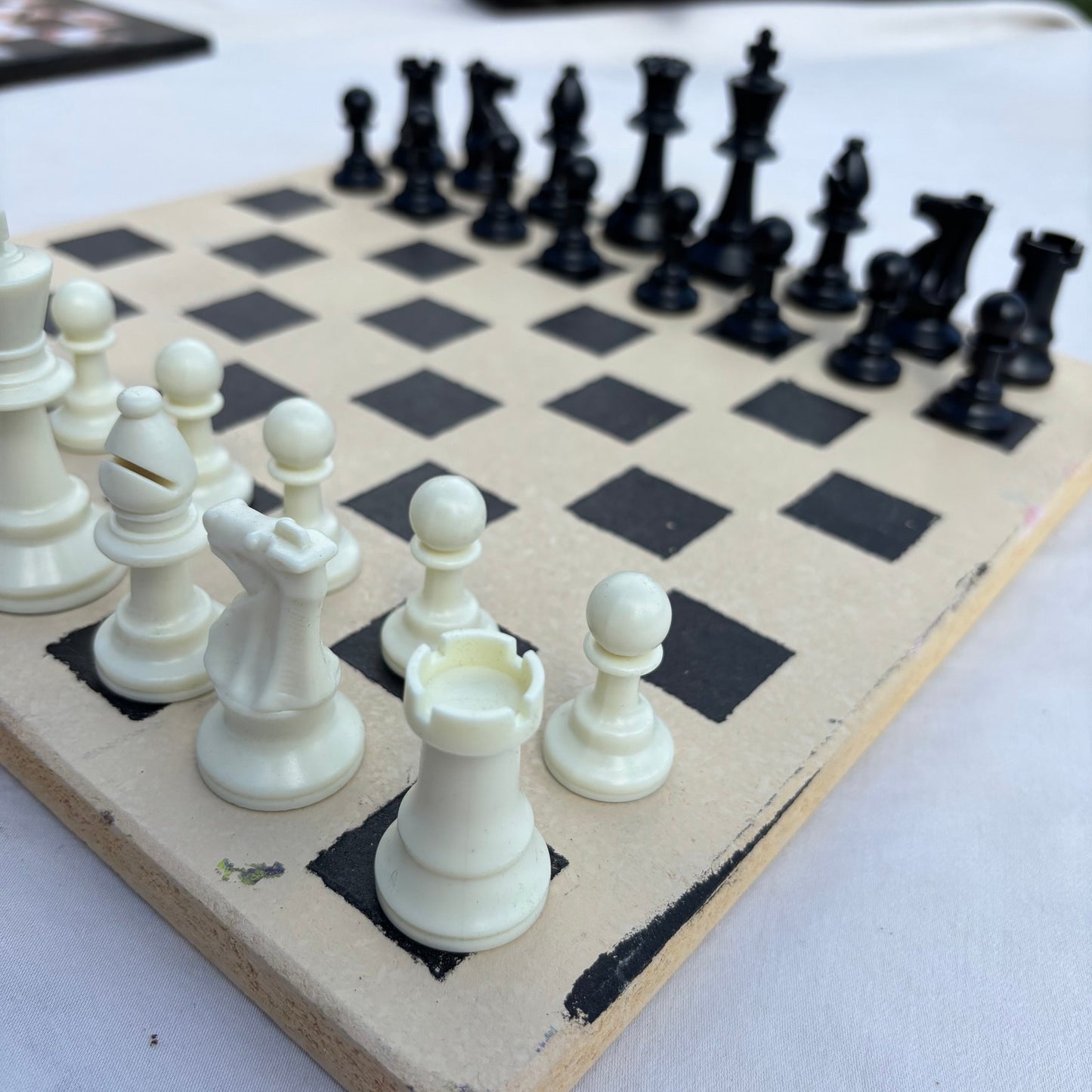 Cream & Black - Painted Chess Set